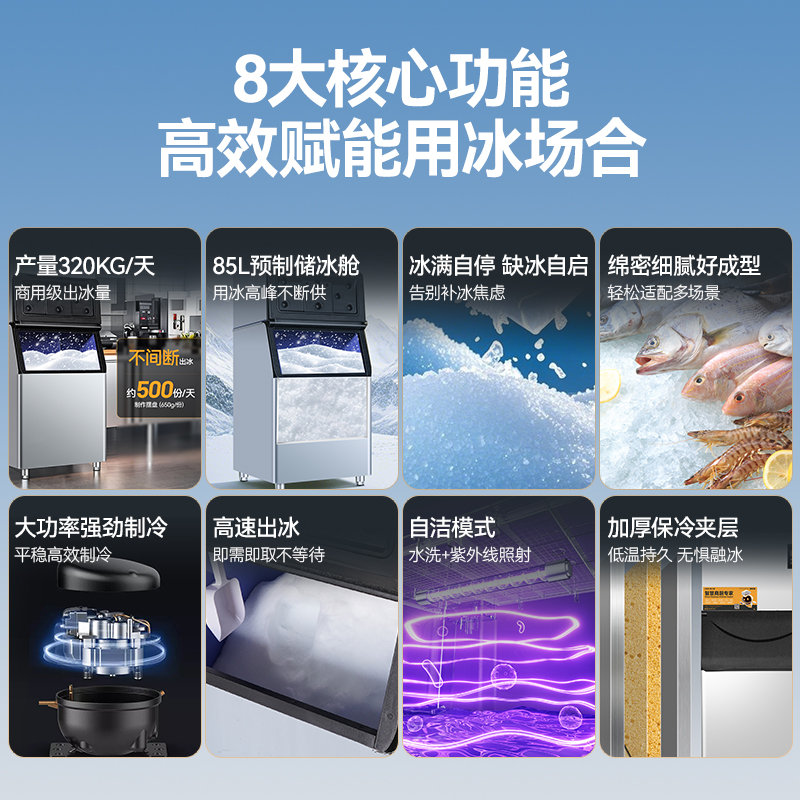 麥大廚1200W風(fēng)冷分體式雪花制冰機150kg
